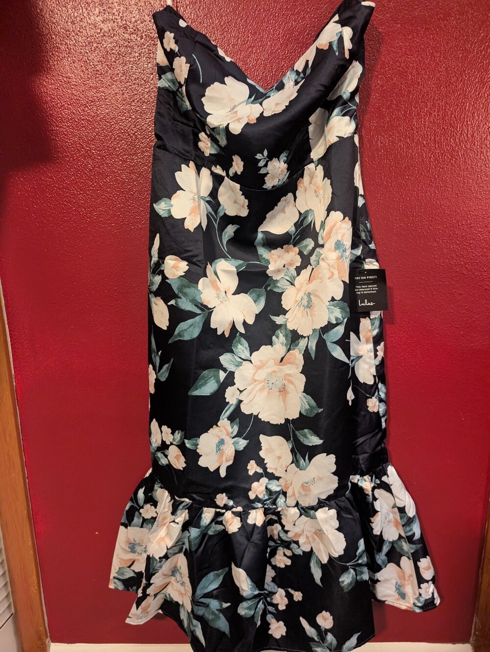 Lulu's Navy Feeling Freesia Floral Strapless